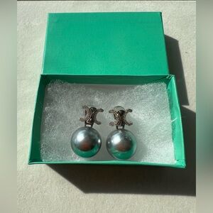 Gray Pearl Drop Earrings